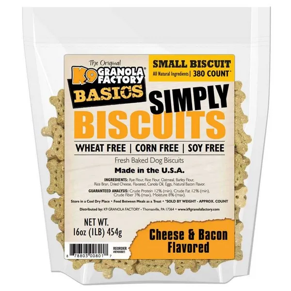 1 Lb K-9 Granola Factory Small Simply Biscuits Cheese & Bacon - Treats